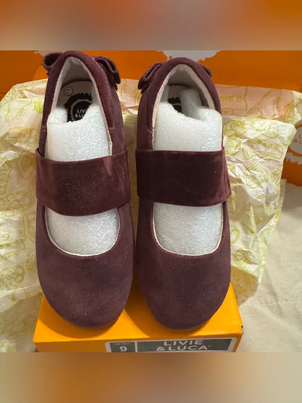 Livie & Luca Aria Ballet Flats -Burgandy Shimmer (Size 9) EUC With Box